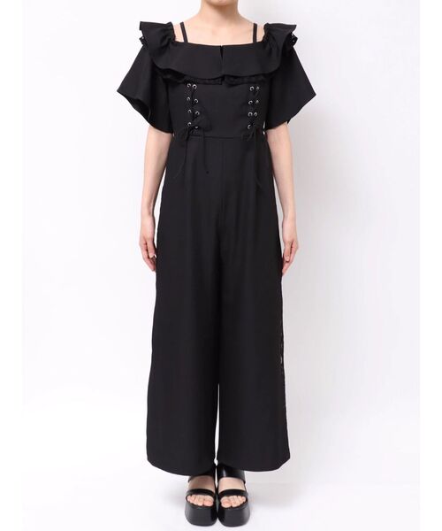 MURUA(ムルーア)の「【WEB限定】2WAYレースアップオールインワン 夏服(つなぎ/オールインワン・レディース・ブラック/グレー・FREE)」の10枚目の写真