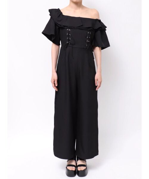 MURUA(ムルーア)の「【WEB限定】2WAYレースアップオールインワン 夏服(つなぎ/オールインワン・レディース・ブラック/グレー・FREE)」の9枚目の写真
