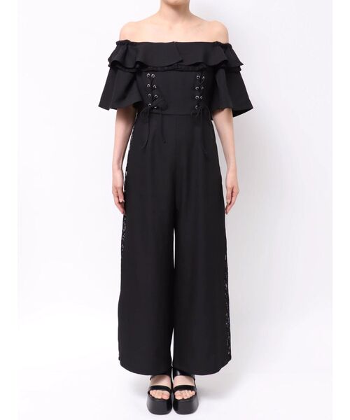 MURUA(ムルーア)の「【WEB限定】2WAYレースアップオールインワン 夏服(つなぎ/オールインワン・レディース・ブラック/グレー・FREE)」の8枚目の写真