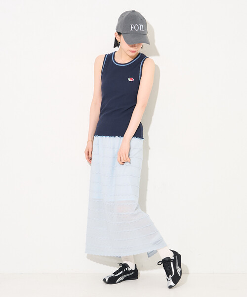 FREAK'S STORE(フリークスストア)の「シアーニットスカート/レイヤードスカート(スカート・レディース・オフホワイト/サックスブルー/ブラック・フリ-)」の15枚目の写真