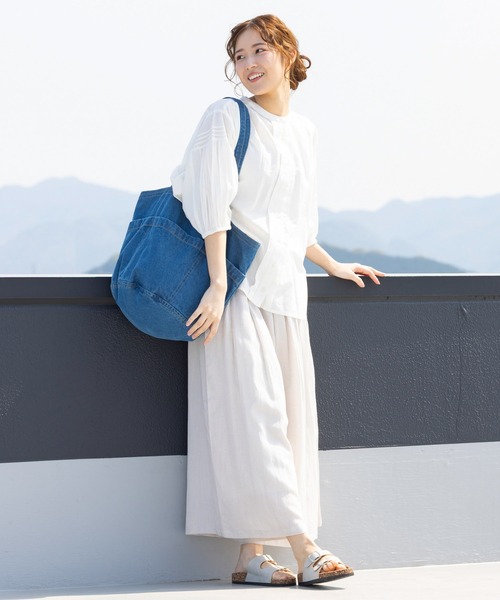 MARAI(マーライ)の「7分袖タックブラウス コットン100%(シャツ/ブラウス・レディース・ブラック/ブルー/アイボリー・フリー)」の8枚目の写真