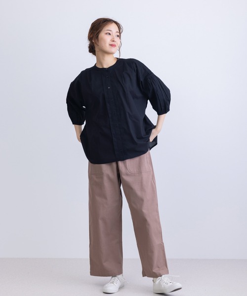 MARAI(マーライ)の「7分袖タックブラウス コットン100%(シャツ/ブラウス・レディース・ブラック/ブルー/アイボリー・フリー)」の12枚目の写真