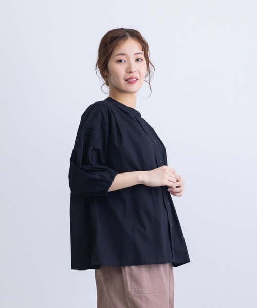 MARAI(マーライ)の「7分袖タックブラウス コットン100%(シャツ/ブラウス・レディース・ブラック/ブルー/アイボリー・フリー)」の13枚目の写真