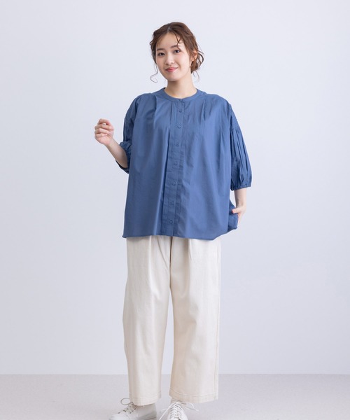 MARAI(マーライ)の「7分袖タックブラウス コットン100%(シャツ/ブラウス・レディース・ブラック/ブルー/アイボリー・フリー)」の18枚目の写真