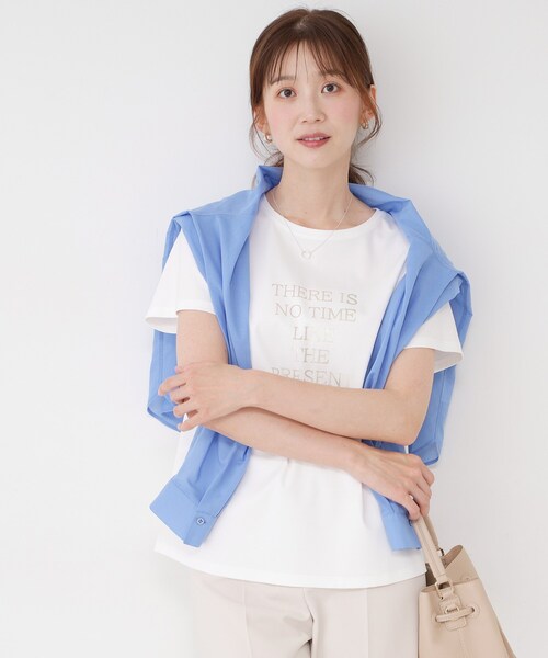COUP DE CHANCE(クードシャンス)の「【接触冷感/抗菌防臭/消臭/UVカット】半袖ロゴTシャツ(Tシャツ/カットソー・レディース・ブラック/ホワイト・34/38)」の1枚目の写真