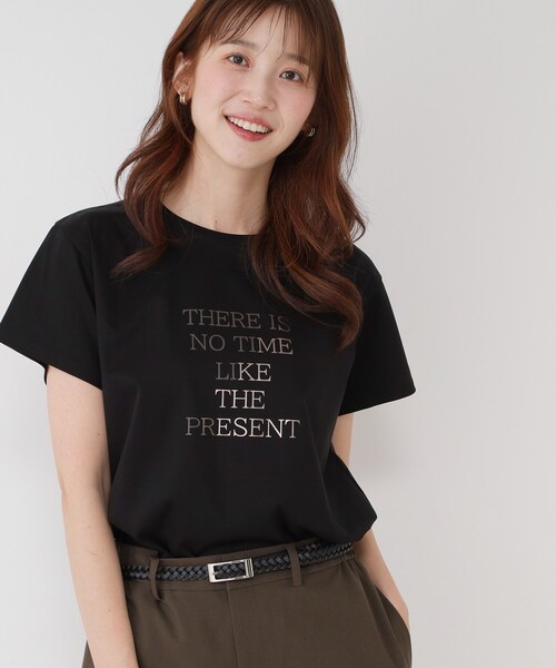 COUP DE CHANCE(クードシャンス)の「【接触冷感/抗菌防臭/消臭/UVカット】半袖ロゴTシャツ(Tシャツ/カットソー・レディース・ブラック/ホワイト・34/38)」の2枚目の写真