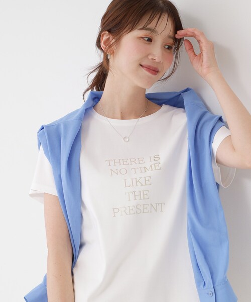 COUP DE CHANCE(クードシャンス)の「【接触冷感/抗菌防臭/消臭/UVカット】半袖ロゴTシャツ(Tシャツ/カットソー・レディース・ブラック/ホワイト・34/38)」の3枚目の写真