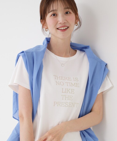 COUP DE CHANCE(クードシャンス)の「【接触冷感/抗菌防臭/消臭/UVカット】半袖ロゴTシャツ(Tシャツ/カットソー・レディース・ブラック/ホワイト・34/38)」の4枚目の写真
