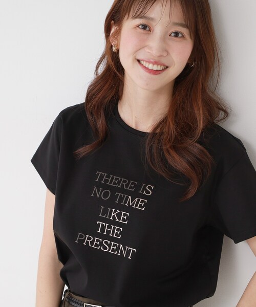 COUP DE CHANCE(クードシャンス)の「【接触冷感/抗菌防臭/消臭/UVカット】半袖ロゴTシャツ(Tシャツ/カットソー・レディース・ブラック/ホワイト・34/38)」の7枚目の写真