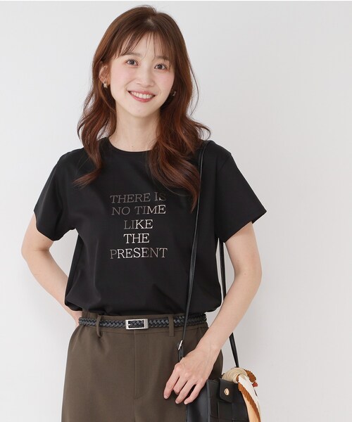 COUP DE CHANCE(クードシャンス)の「【接触冷感/抗菌防臭/消臭/UVカット】半袖ロゴTシャツ(Tシャツ/カットソー・レディース・ブラック/ホワイト・34/38)」の8枚目の写真