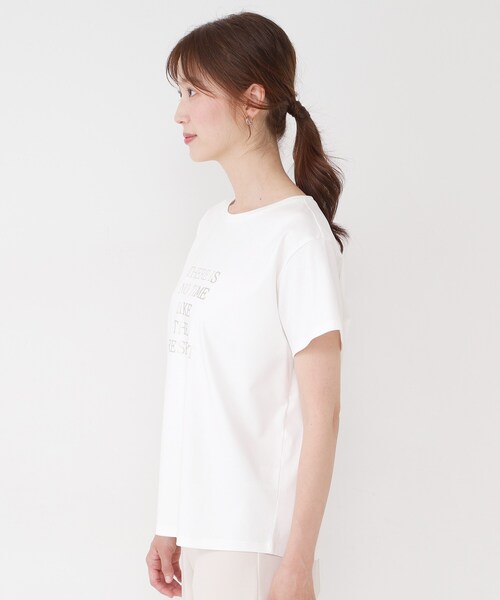 COUP DE CHANCE(クードシャンス)の「【接触冷感/抗菌防臭/消臭/UVカット】半袖ロゴTシャツ(Tシャツ/カットソー・レディース・ブラック/ホワイト・34/38)」の12枚目の写真