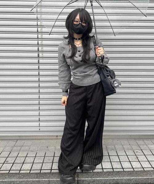 gibous（ギボス）の「gibous/ギボス/striped baggy pants（その他パンツ・レディース・ブラック・M/S/L）」の8枚目の写真