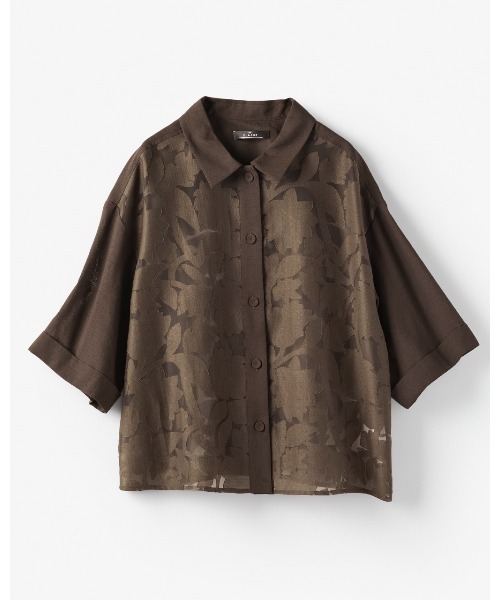DoCLASSE（ ドゥクラッセ）の「シアーオパール・半袖ブラウス（シャツ/ブラウス・レディース・ブラック/ダークブラウン・11/7/9）」の8枚目の写真