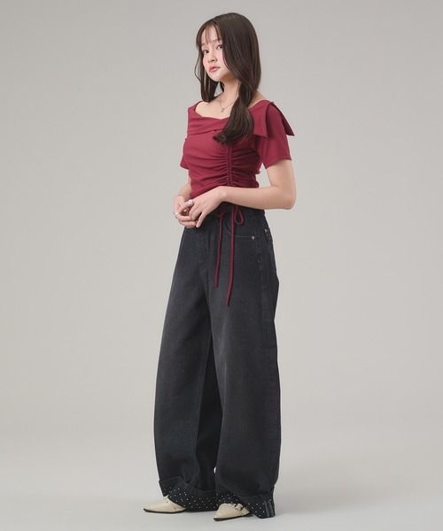 apres jour mignon(アプレジュールミニョン)の「ドロスト2WAYTOPS(Tシャツ/カットソー・レディース・ボルドー/ブラック/チャコールグレー・LARGE/フリー)」の10枚目の写真