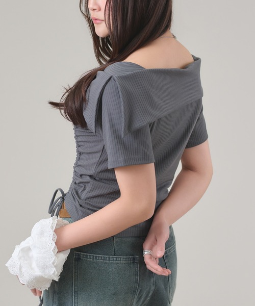apres jour mignon(アプレジュールミニョン)の「ドロスト2WAYTOPS(Tシャツ/カットソー・レディース・ボルドー/ブラック/チャコールグレー・LARGE/フリー)」の15枚目の写真