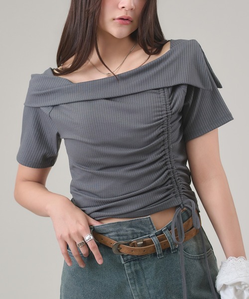 apres jour mignon(アプレジュールミニョン)の「ドロスト2WAYTOPS(Tシャツ/カットソー・レディース・ボルドー/ブラック/チャコールグレー・LARGE/フリー)」の14枚目の写真
