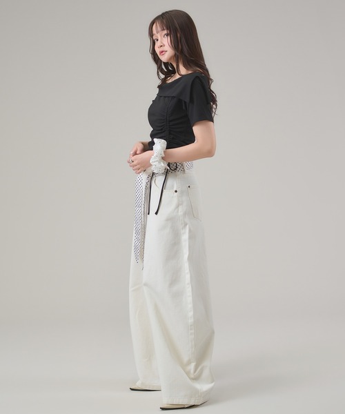 apres jour mignon(アプレジュールミニョン)の「ドロスト2WAYTOPS(Tシャツ/カットソー・レディース・ボルドー/ブラック/チャコールグレー・LARGE/フリー)」の12枚目の写真