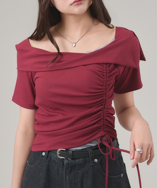 apres jour mignon(アプレジュールミニョン)の「ドロスト2WAYTOPS(Tシャツ/カットソー・レディース・ボルドー/ブラック/チャコールグレー・LARGE/フリー)」の17枚目の写真