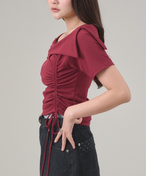 apres jour mignon(アプレジュールミニョン)の「ドロスト2WAYTOPS(Tシャツ/カットソー・レディース・ボルドー/ブラック/チャコールグレー・LARGE/フリー)」の18枚目の写真