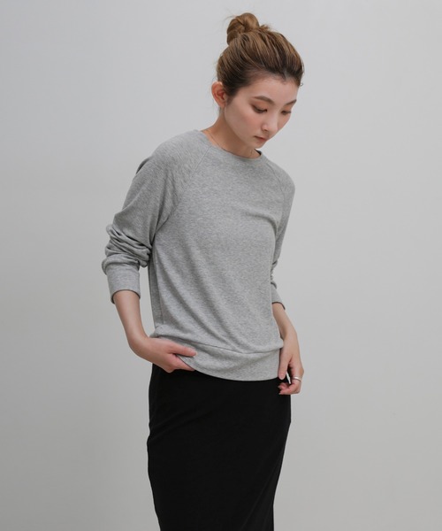 select MOCA(セレクトモカ)の「シンプルラグランスリーブカットソー(Tシャツ/カットソー・レディース・チャコールグレー/グレー/ブラック・FREE)」の7枚目の写真