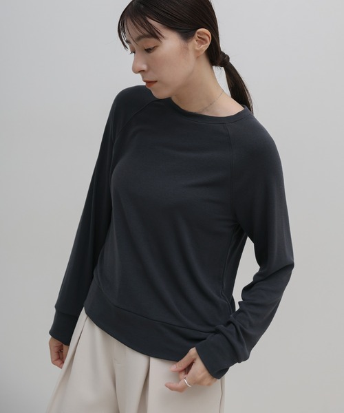 select MOCA(セレクトモカ)の「シンプルラグランスリーブカットソー(Tシャツ/カットソー・レディース・チャコールグレー/グレー/ブラック・FREE)」の18枚目の写真