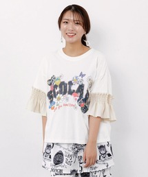 162714:フリル袖付き ポップロゴTシャツ