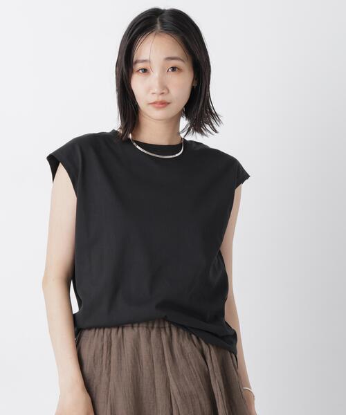 NANO universe(ナノユニバース)の「気化冷却機能 ノースリーブクルーネックトップス(Tシャツ/カットソー・レディース・ホワイト/ブラック/ベージュ・FREE)」の4枚目の写真