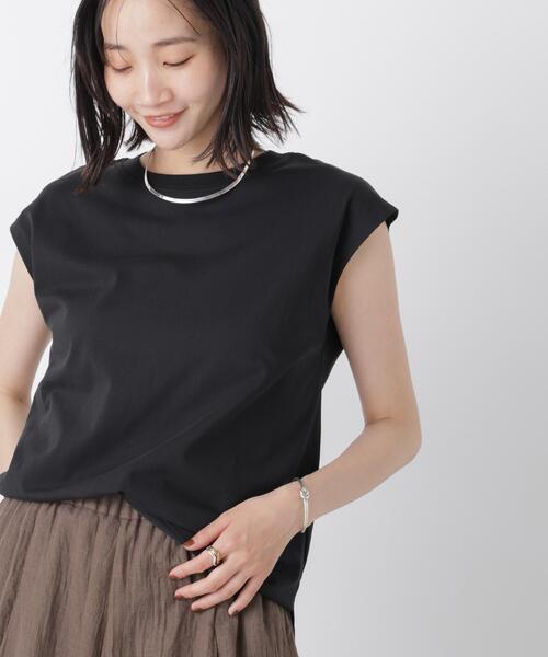NANO universe(ナノユニバース)の「気化冷却機能 ノースリーブクルーネックトップス(Tシャツ/カットソー・レディース・ホワイト/ブラック/ベージュ・FREE)」の5枚目の写真