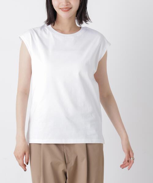 NANO universe(ナノユニバース)の「気化冷却機能 ノースリーブクルーネックトップス(Tシャツ/カットソー・レディース・ホワイト/ブラック/ベージュ・FREE)」の21枚目の写真