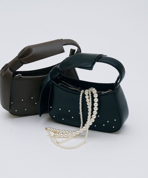 mystic(ミスティック)の「【lilium by lily】リボンパール2wayBAG(トートバッグ・レディース・ブラック/ブラウン・ONE SIZE)」の2枚目の写真