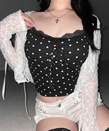 【 ３color 】ドットレースフロントリボンキャミソール ／ Dot lace front ribbon camisole※※