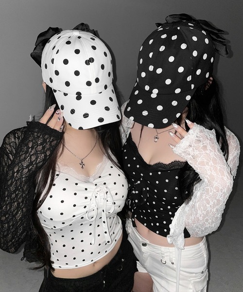 me+em select(ミームセレクト)の「【 3color 】ドットレースフロントリボンキャミソール / Dot lace front ribbon camisole※※(キャミソール・レディース・ブラック/ホワイト/グレー・FREE)」の18枚目の写真