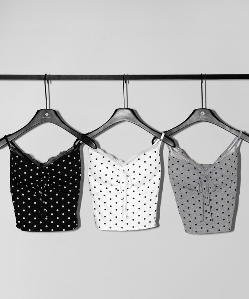 me+em select(ミームセレクト)の「【 3color 】ドットレースフロントリボンキャミソール / Dot lace front ribbon camisole※※(キャミソール・レディース・ブラック/ホワイト/グレー・FREE)」の8枚目の写真