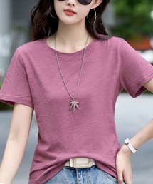 無地 半袖Tシャツ クルーネック ベーシック カットソー シンプル トップス
