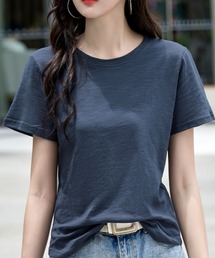 無地 半袖Tシャツ クルーネック ベーシック カットソー シンプル トップス