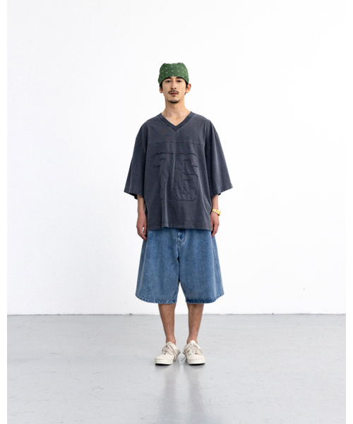 ANGLAN(アングラン)の「Denim Baggy Half Pants - Washed Blue(デニムパンツ・メンズ・その他・1/2)」の3枚目の写真