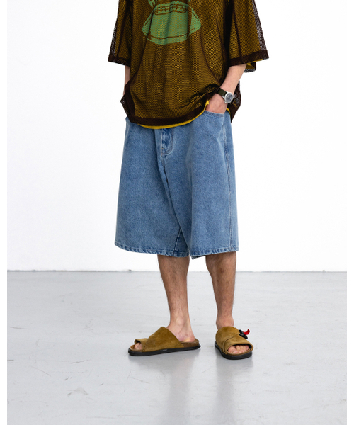ANGLAN(アングラン)の「Denim Baggy Half Pants - Washed Blue(デニムパンツ・メンズ・その他・1/2)」の7枚目の写真