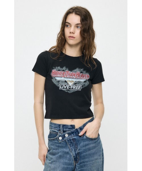 MOUSSY(マウジー)の「COMPACT ROCK Tシャツ(Tシャツ/カットソー・レディース・ライトブラック/ホワイト/レッド・FREE)」の4枚目の写真