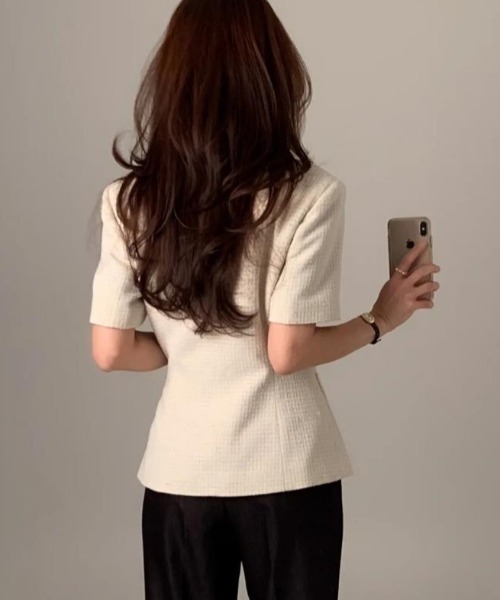 semplice(センプリチェ)の「ショートコート【韓国ファッション】(その他アウター・レディース・ベージュ・M/S)」の12枚目の写真
