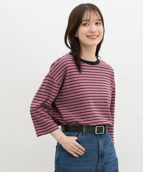 Honeys(ハニーズ)の「【UVカット】コットン7分袖Tシャツ(Tシャツ/カットソー・レディース・杢グレー/ピンク系その他2/ブラウン系その他2/グリーン系その他2/ブルー系その他3/ブラック・S/M/LL/L)」の13枚目の写真