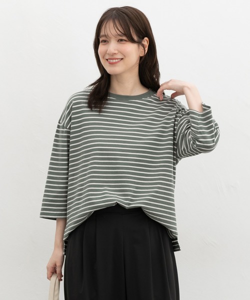 Honeys(ハニーズ)の「【UVカット】コットン7分袖Tシャツ(Tシャツ/カットソー・レディース・杢グレー/ピンク系その他2/ブラウン系その他2/グリーン系その他2/ブルー系その他3/ブラック・S/M/LL/L)」の15枚目の写真