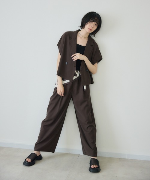 Paradise Picnic(パラダイスピクニック)の「cloche カルゼ生地タックパンツ(その他パンツ・レディース・ベージュ/ブラック/ブラウン・FREE)」の15枚目の写真