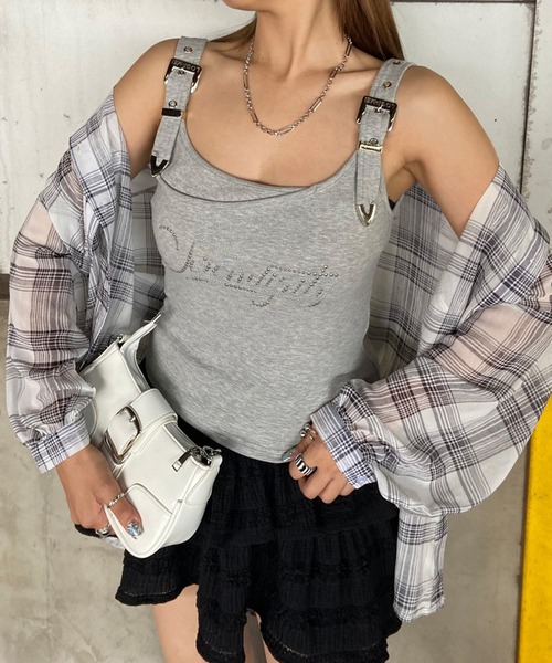 non-hedge（ノンヘッジ）の「アンサンブル風ストーンロゴショルダーベルトタンクトップ（タンクトップ・レディース・ブラック/グレー/オフホワイト・FREE）」の19枚目の写真
