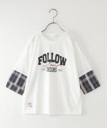 ikka（イッカ）の「7分袖フェイクシャツレイヤードプリントTシャツ（120~160cm）（Tシャツ/カットソー）」