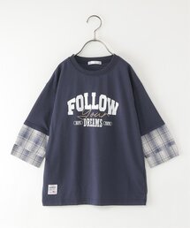 ikka（イッカ）の「7分袖フェイクシャツレイヤードプリントTシャツ（120~160cm）（Tシャツ/カットソー）」