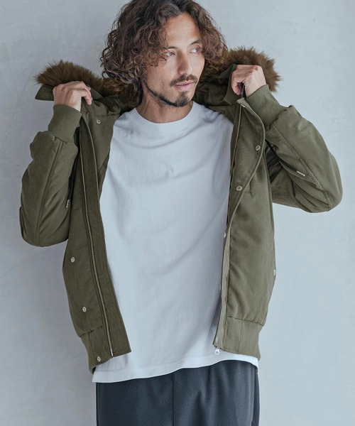 Magine(マージン)の「mj11742-Peach Skin Faux Fur Hooded Blouson ファーフードブルゾン(MGN-263-011)(ブルゾン・メンズ・ブラック/ベージュ/オリーブ・44/46/48)」の21枚目の写真