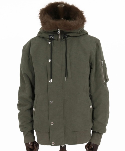 Magine(マージン)の「mj11742-Peach Skin Faux Fur Hooded Blouson ファーフードブルゾン(MGN-263-011)(ブルゾン・メンズ・ブラック/ベージュ/オリーブ・44/46/48)」の11枚目の写真