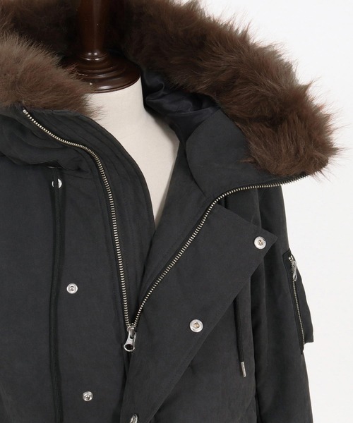 Magine(マージン)の「mj11742-Peach Skin Faux Fur Hooded Blouson ファーフードブルゾン(MGN-263-011)(ブルゾン・メンズ・ブラック/ベージュ/オリーブ・44/46/48)」の15枚目の写真