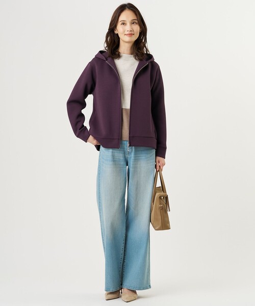 J.PRESS Ladies(J.プレス レディス)の「【季節の変わり目に】ダンボールジャージー ジップアップ パーカー(パーカー・レディース・グレー系/パープル系/ライトグレー系・SMALL)」の6枚目の写真