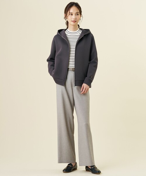J.PRESS Ladies(J.プレス レディス)の「【季節の変わり目に】ダンボールジャージー ジップアップ パーカー(パーカー・レディース・グレー系/パープル系/ライトグレー系・SMALL)」の7枚目の写真